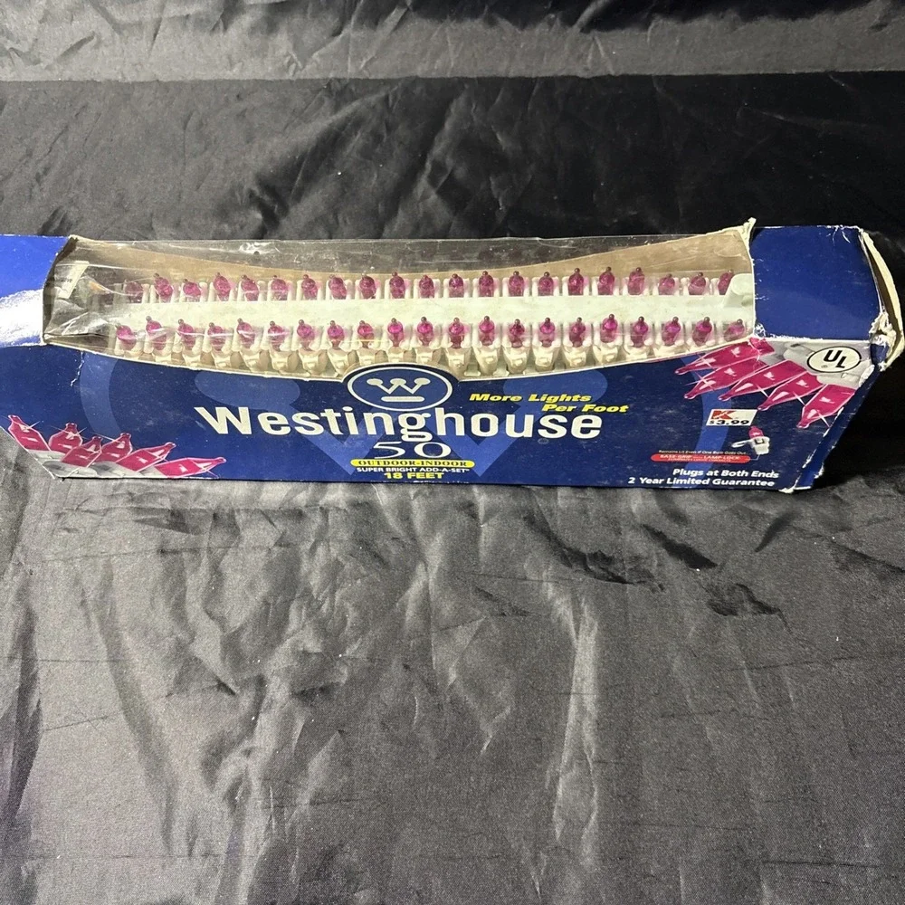 Vintage Christmas Lights Pink Westinghouse 50 Light Set New In‎ Box 1990s
